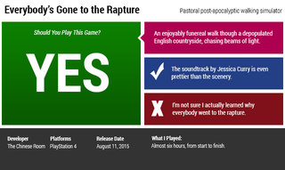 Illustration for article titled Everybody's Gone to the Rapture: The Kotaku Review